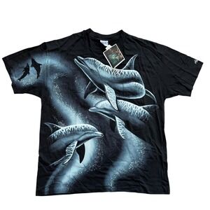 Vintage 1994 Harlequin Nature Graphics Dolphin‎ T-Shirt Hanes Beefy-T XL NWT